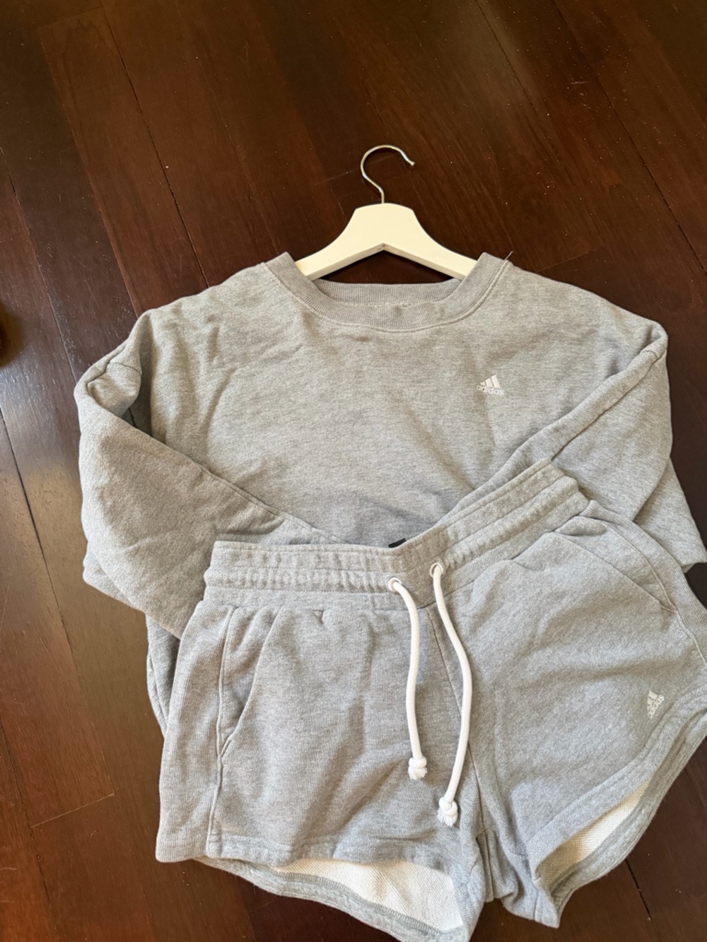 adidas Gray Crewneck Sweatshirt and Shorts Set